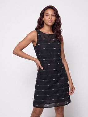 Eileen Fisher Black Top with Subtle White Stitching